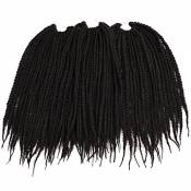 Silike Extensions capillaires de cheveux afros micro-tressés à crochets (24 tresses par extension, lot de 3 extensions)