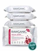 RAWGANIC Lingettes Bio Anti-âge | Démaquillantes & Hydratantes | Coton Biologique Biodégradable | Grenade & Aloe Vera | Sans Parfum (Lot de 4 paquets