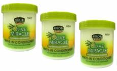 African Pride Olive Miracle Lot de 3 flacons d'après-shampoing