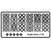 Plaque nail art stamping N 20 ONGLE AMOR,pour vernis stamping et tampon stamping