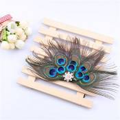 Runheng - Pince à cheveux plumes de paon - En plumes