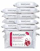RAWGANIC Lingettes Bio Anti-âge | Démaquillantes & Hydratantes | Coton Biologique Biodégradable | Grenade & Aloe Vera | Sans Parfum (Lot de 12 paquets