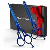 BS- 3102 Suvorna 5.5 "Professional Barber bleu titane revtu Cheveux lame de rasoir de cisaillement et de fluidification par cisaillement / Set ciseaux
