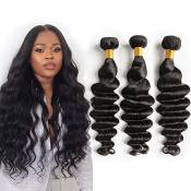 Kafjiuji Cheveux Brésiliens Loose Deep Wave 3 Bundles 16 18 20 Pouces Extensions de Cheveux Humains Pour Les Femmes Noires Couleur Naturelle 10A Grade