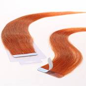 Just Beautiful Hair 10 x 2.5g Extensions bande adhésives - 50cm, REMY Hair #130 cuivre, lisse