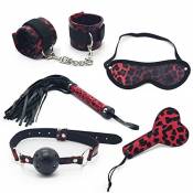 5 PCS Kits du SM Erotique Sex Kit Set Restraint Bondage léopard Menottes/lunettes protectrices/battre/fouet/faisceau Port for Sex Game BDSM Sexy Eroti