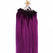 Beauty7 100 meche/Couleur Violet/Extension de Cheveux Humain Micro Loop Ring Beads Bresiliens 6A Grade Cheveux Raides/Droits/Lisse Longueur 20" (50cm)