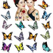 32 feuilles Tatouages de Papillon pour les femmes,