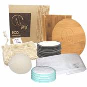 N KOS | Eco Bamboo Set | 14 Essuites lavables + 1 éponge