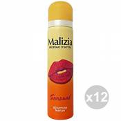 MALIZIA Sensual Lot de 12 déodorants pour femme 75 ml. Spray soin du corps