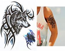 Hommes tatouage loup tribal noir et bleu Bras tatouage