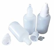 Flacons compte-gouttes vides en plastique blanc de 30 ml (bouteille + bouchon + bouchon) (12)