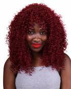 A.Monamour Kindy Bouclés Vin Afro Longs Cheveux Rouge