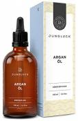 junglück - Huile d'argan vegan - flacon en verre brun - hydratant et anti-âge pour visage et peau - pure huile de noyaux d'argan - naturel/durable/fab