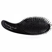 Olivia Garden Kidney Brush Brosse Dry Detangler - Brosse Noire Demêlante - Brosse Plate Ergonomique avec Poils Tension-Flex pour Cheveux Secs