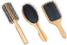3 brosses à cheveux en bambou : ronde, plate et ovale
