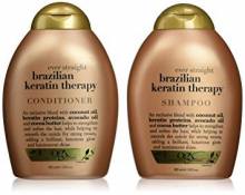 OGX Ever Straight Brazilian Keratin Therapy Lot de 2 shampoings et après-shampoing 385 ml