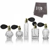 H&D Clear Art Lot de 5 mini flacons de parfum vides rechargeables avec atomiseur court