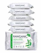 RAWGANIC Lingettes Démaquillantes Bio | Visage, Yeux, Lèvres | Coton Bio Biodégradable | Aloe Vera Thé Vert | Sans parfum (Lot de 6 paquets (150 linge