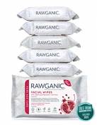 RAWGANIC Lingettes Bio Anti-âge | Démaquillantes & Hydratantes | Coton Biologique Biodégradable | Grenade & Aloe Vera | Sans Parfum (Lot de 6 paquets