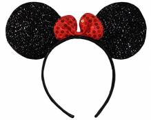 Sparkly chatoyante Noir Rouge Paillette Bow Minnie Mouse Disney Fantaisie Robe de soirée Bandeau oreilles
