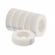 LURROSE 6 rouleaux de ruban adhésif pour cils, papier médical micropore (blanc)