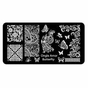 Plaque nail art stamping,pour vernis stamping et tampon stamping TAILLE 12/6 CM Butterfly - Plaque de stamping | ONGLE AMOR