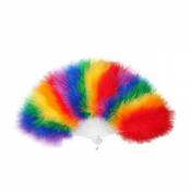 Gay Pride/ Carnival Rainbow Feather Fan Fancy Dress Accessory