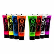 UV Glow Lot de 24 tubes de peinture fluorescente pour le visage et le corps 24 x 10 ml