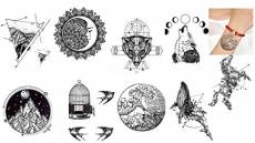 Lot de 9 planches de tatouages graphiques - 9 motifs tendance