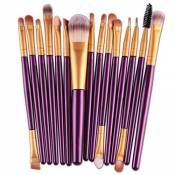 LMMVP Professionnel 15 pcs/set Pinceaux - Brosse de Maquillage/Brush Cosmétique Beauté & Make-up Manche en Bois (15 pcs/Sets, violet)