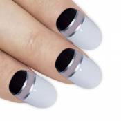 Faux Ongles Bling Art Noir Blanc Glossy Ovale 24 Moyen Faux bouts d'ongles