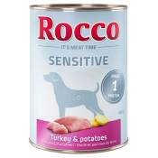 6x400g dinde, pommes de terre Sensitive Rocco nourriture humide pour chien