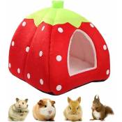 Fortuneville - Petite maison d'hiver pour animaux de compagnie, lit de nid chaud aux fraises multifonctions, sac de couchage antidérapant pour