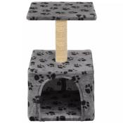 vidaXL Arbre à chat avec griffoirs en sisal 55 cm Gris Motif de pattes