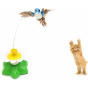 Ormromra - Jouet d'oiseau pour chats de compagnie, jouet interactif d'oiseau volant électrique rotatif amusant avec un ruban de fixation, multicolore