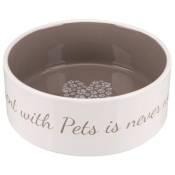 TRIXIE Ecuelle ceramique Pets Home - 1,4 L - O 20 cm - Creme et taupe - Pour chien