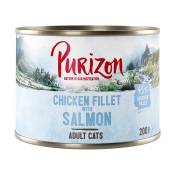 10x200g Adult : filet de poulet, saumon Purizon pour chat + 2 boîtes offertes !