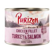 6x200g Purizon Adult filet de poulet, dinde, saumon - Pâtée pour chat