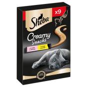 9x12g Sheba Creamy Snacks poulet & saumon - Friandises
