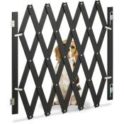 Relaxdays Barrière de sécurité pour chiens, jusqu’à 126 cm, 70 - 82 cm de haut, bambou, animaux, escaliers & porte, noir