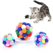 Balles de jouet pour chat avec cloche (3 tailles/paquet), tusatiy Balles colorées douces et floues Cloche intégrée pour chats, Jouets à mâcher