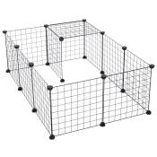 PawHut Cage parc enclos pour animaux domestiques L 106 x l 73 x H 36 cm bords arrondis fil métallique noir 55