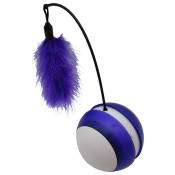 Pet Cat Electric Tumbler Ball Toy avec led Light Glow Vocal Rolling Feather Ball Automatic Rotating Interactive Toy Bleu