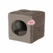 Zolux - Cube Chambord pour chat - Velours Chesterfield - 35 x 35 cm - Taupe - 500246