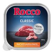 27x300g Rocco Classic en barquettes bœuf, cœurs de volaille - Pâtée pour chien