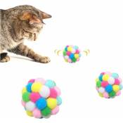 Balle de chat avec clochette, pack de 3 Soft Cat Pompom