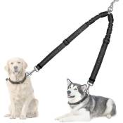 Crea - Double Dog Lead Splitter, No Tangle 360 Rotation Dog Leash Coupler For Walking 2 Dogs, Adjustable Shock Absorbing Bungee Reflective Dual Lead