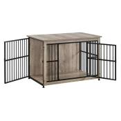 Feandrea - Meuble Cage Pour Chien, Table d'Appoint, Niche Moderne pour Chiens jusqu'à 32 kg, Cage Solide pour Chien avec Fond Plein, Maison de Chien