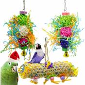 Ensemble de 3 pièces de perroquet jouet oiseau fournitures perroquet morsure jouet oiseau suspendu jouet